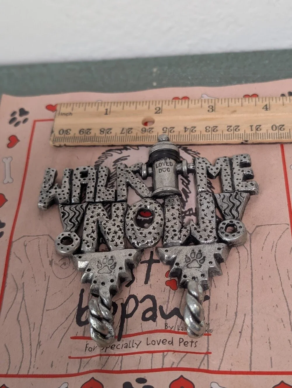 Just Bepaws Walk Me Now Pewter Wall Two Hook Key Holder Dog Pet Leash Hanger